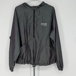 TALENTLESS Men Windbreaker Jacket Anorak Half Zip‎ Hoodie Gray Size S